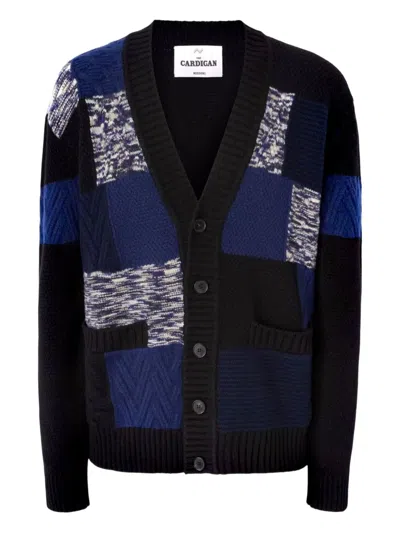 Missoni Patchwork V-neck Cardigan In Blue