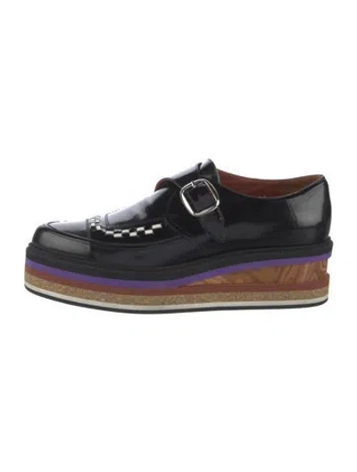 Pre-owned Missoni Patent Leather Plaid Print Loafers In Black