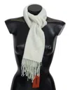 Shop Missoni Pattern Cashmere Unisex Wrap Fringes Men's Scarf In White