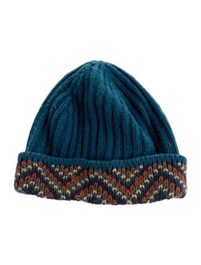 Pre-owned Missoni Pattern Crochet Beanie In Blue