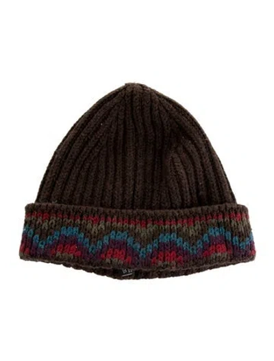 Pre-owned Missoni Pattern Crochet Beanie In Brown