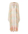 Missoni Long Covered Up In Printed Tulle With Batwing Sleeves In Nude