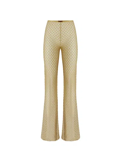 Missoni Pattern Knitted Beach Pants In Gold