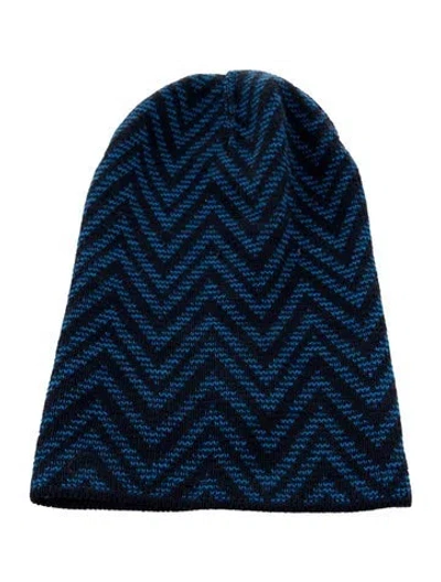 Pre-owned Missoni Pattern Print Beanie In Blue
