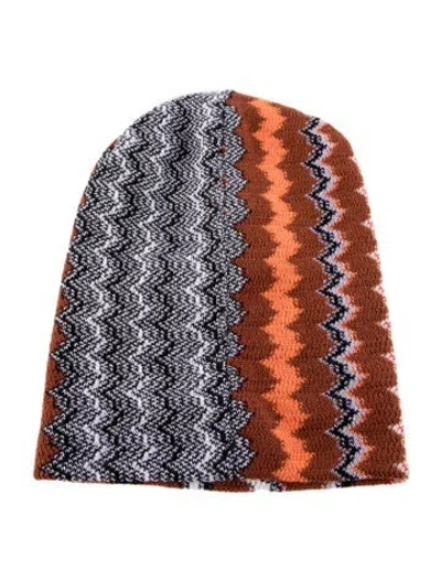 Pre-owned Missoni Pattern Print Beanie W/tags In Brown