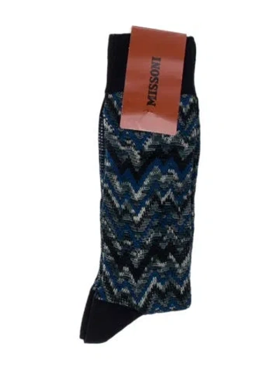 Pre-owned Missoni Pattern Print Cotton Socks W/tags In Blue