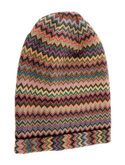 Pre-owned Missoni Pattern Print Knitted Beanie In Blue