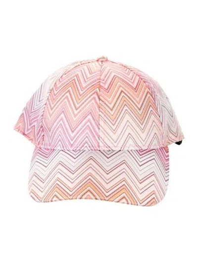 Pre-owned Missoni Pattern Print Polyester Baseball Hat W/tags In Pink