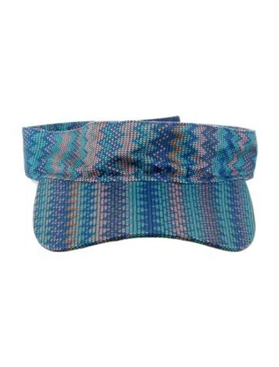 Pre-owned Missoni Pattern Print Sun Visor Hat In Blue