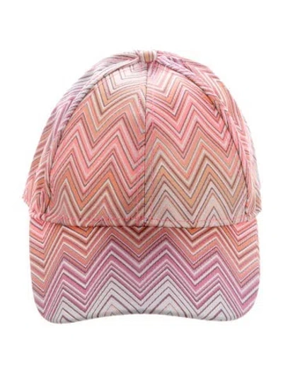Pre-owned Missoni Pattern Printed Velcro Closure Hat W/tags In Pink