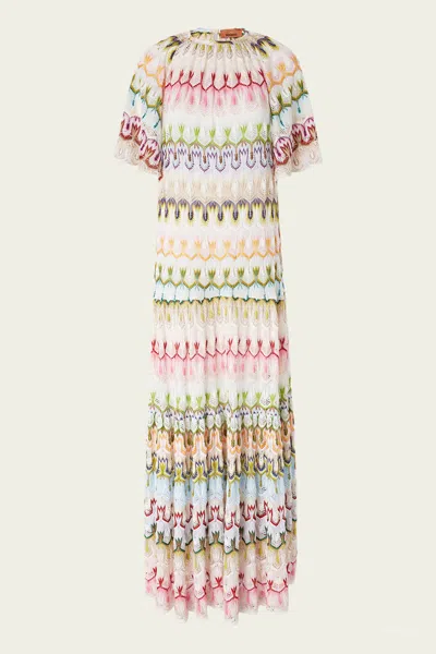 MISSONI PATTERN SHORT-SLEEVE DRESS IN MULTICOLOR
