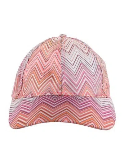 Pre-owned Missoni Patterned Adjustable Baseball Hat W/tags In Pink/purple