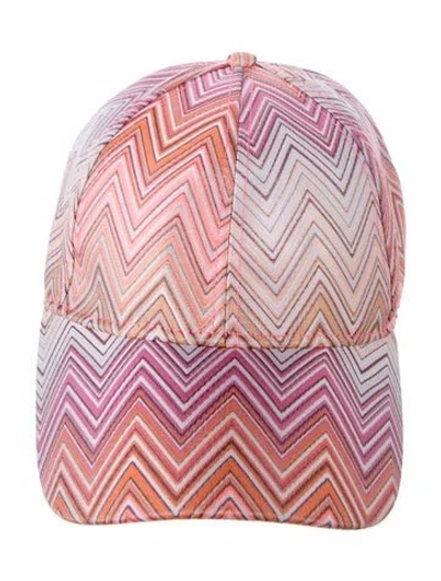 Pre-owned Missoni Patterned Adjustable Baseball Hat W/tags W/tags In Pink