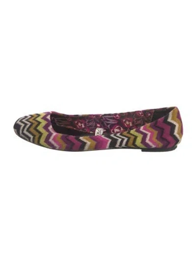 Pre-owned Missoni Patterned Ballet Flats In Black/green/purple
