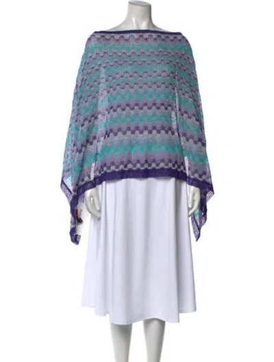 Pre-owned Missoni Patterned Bateau Neckline Sweater In Blue