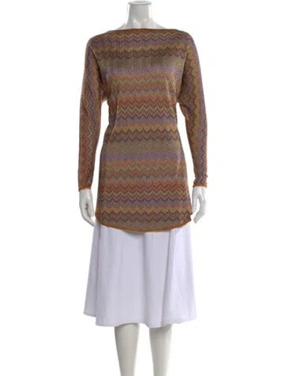 Pre-owned Missoni Patterned Bateau Neckline Top In Multi