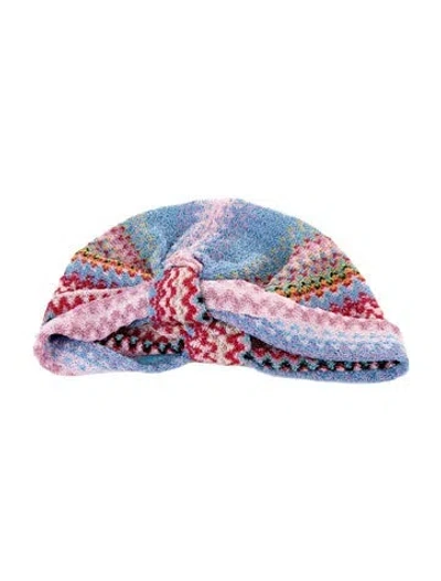Pre-owned Missoni Patterned Beanie In Blue