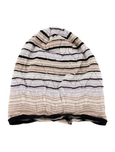 Pre-owned Missoni Patterned Beanie Hat In Neutrals