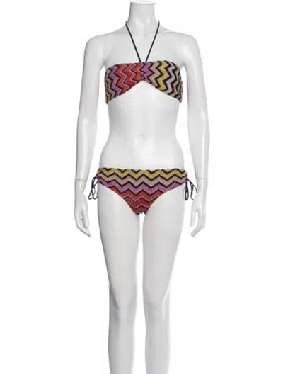 Pre-owned Missoni Patterned Bikini W/ Tags In Blue/neutrals