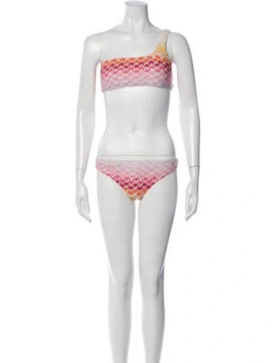 Pre-owned Missoni Patterned Bikini W/ Tags In White
