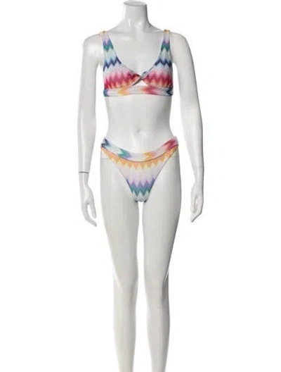 Pre-owned Missoni Patterned Bikini W/ Tags In White