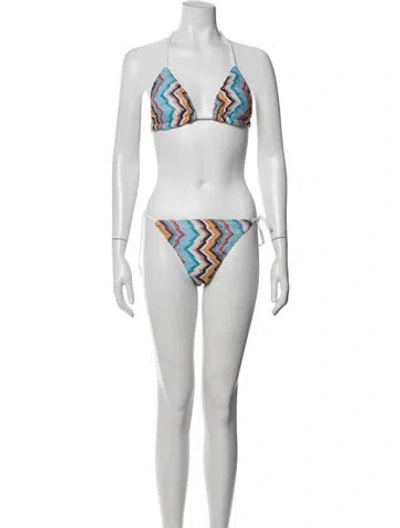 Pre-owned Missoni Patterned Bikini W/ Tags In White