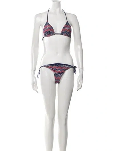 Pre-owned Missoni Patterned Bikini In White