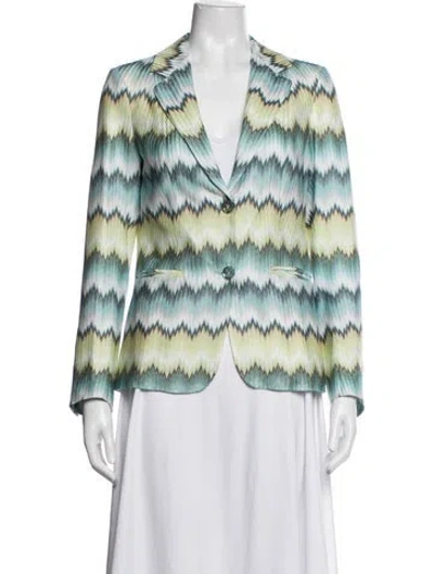 Pre-owned Missoni Patterned Blazer In Green