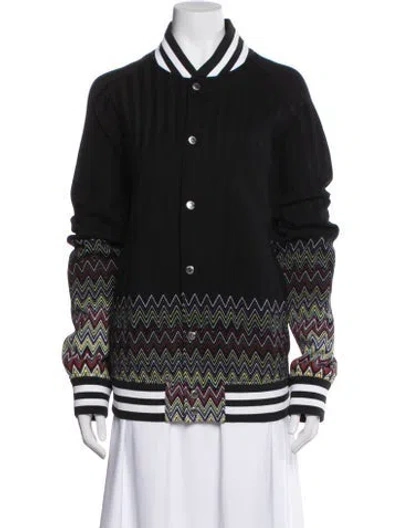 Pre-owned Missoni Patterned Bomber Jacket In Black