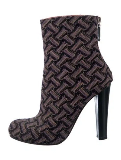 Pre-owned Missoni Patterned Boots In Green/purple
