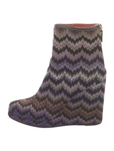 Pre-owned Missoni Patterned Boots In Purple