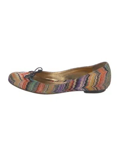 Pre-owned Missoni Patterned Bow Accents Ballet Flats In Neutrals