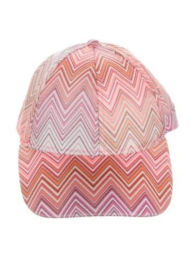 Pre-owned Missoni Patterned Canvas Baseball Cap W/tags In Pink