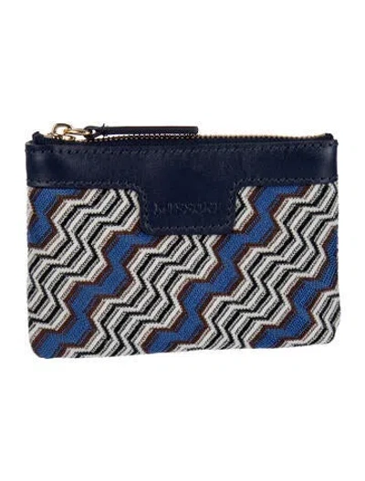 Pre-owned Missoni Patterned Coin Pouch In Blue