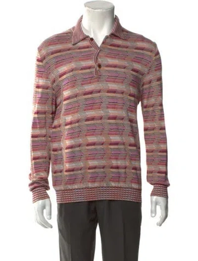 Pre-owned Missoni Patterned Collar Polo Sweater In Orange