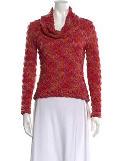 Pre-owned Missoni Patterned Cowl Neck Sweater In Red