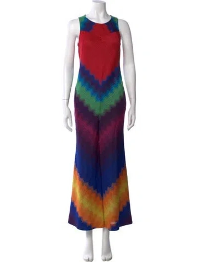 Pre-owned Missoni Patterned Crew Neck Jumpsuit In Blue