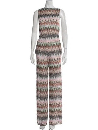 Pre-owned Missoni Patterned Crew Neck Jumpsuit In Neutral