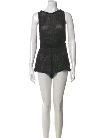 Pre-owned Missoni Patterned Crew Neck Romper In Black