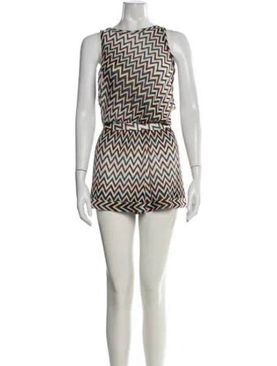 Pre-owned Missoni Patterned Crew Neck Romper In Black