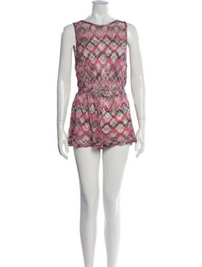 Pre-owned Missoni Patterned Crew Neck Romper In Pink