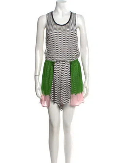 Pre-owned Missoni Patterned Crew Neck Romper In White