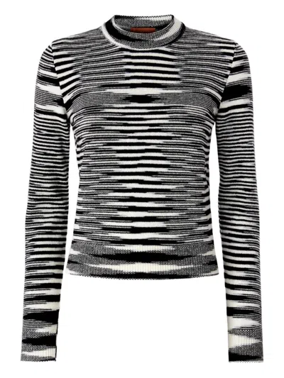 Missoni Patterned Crew-neck Sweater In Black
