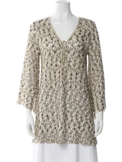Pre-owned Missoni Patterned Crew Neck Sweater In Blue