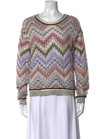 Pre-owned Missoni Patterned Crew Neck Sweater In Multi