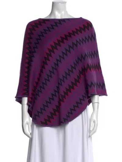 Pre-owned Missoni Patterned Crew Neck Sweater In Purple