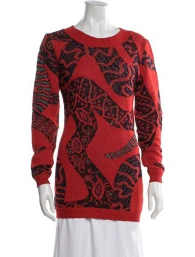 Pre-owned Missoni Patterned Crew Neck Sweater In Red