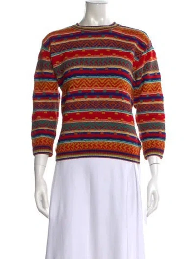 Pre-owned Missoni Patterned Crew Neck Sweater In Red