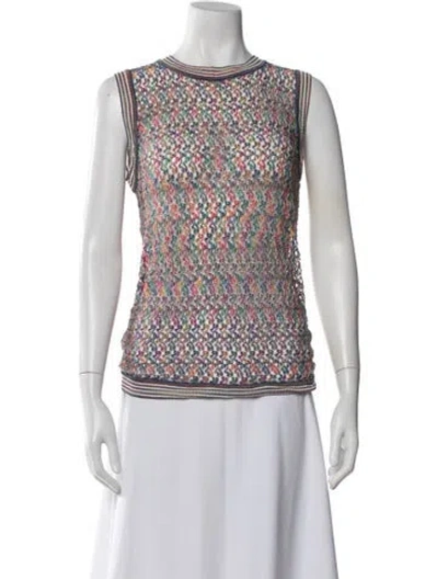 Pre-owned Missoni Patterned Crew Neck Sweater In White