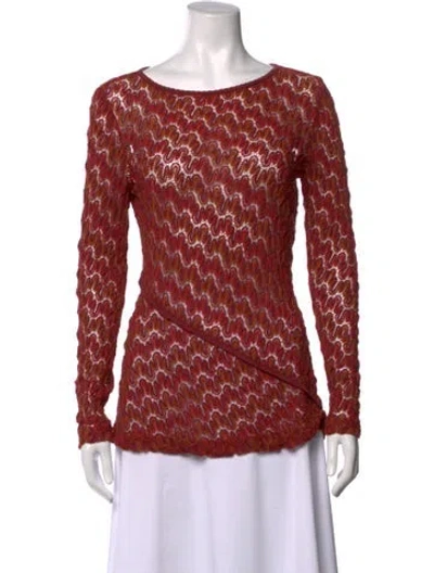 Pre-owned Missoni Patterned Crew Neck Top In Neutrals/purple/red